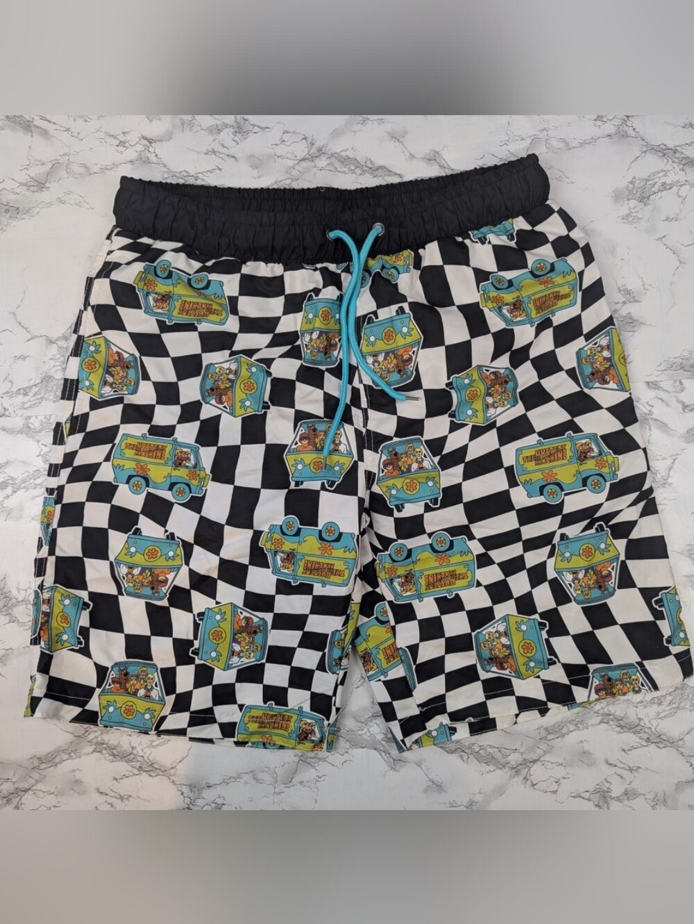 Scooby-Doo Size Medium Mystery Machine Checkerboard Swim Trunks Shorts Mesh